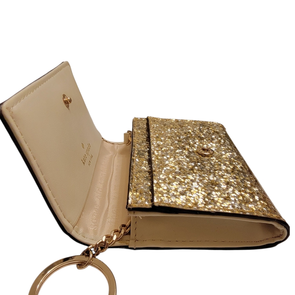 Kate Spade Gold Glitter Card Holder/Box Included - Picture 5 of 6